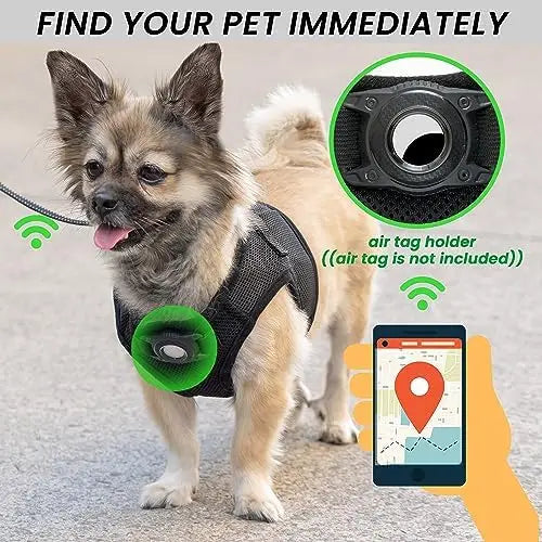 Small Dog Harness with Airtag, Reflective Leash Set – Safe & Easy Walking  

SEO Title: Small Dog Harness + Airtag Set – Safe Wa