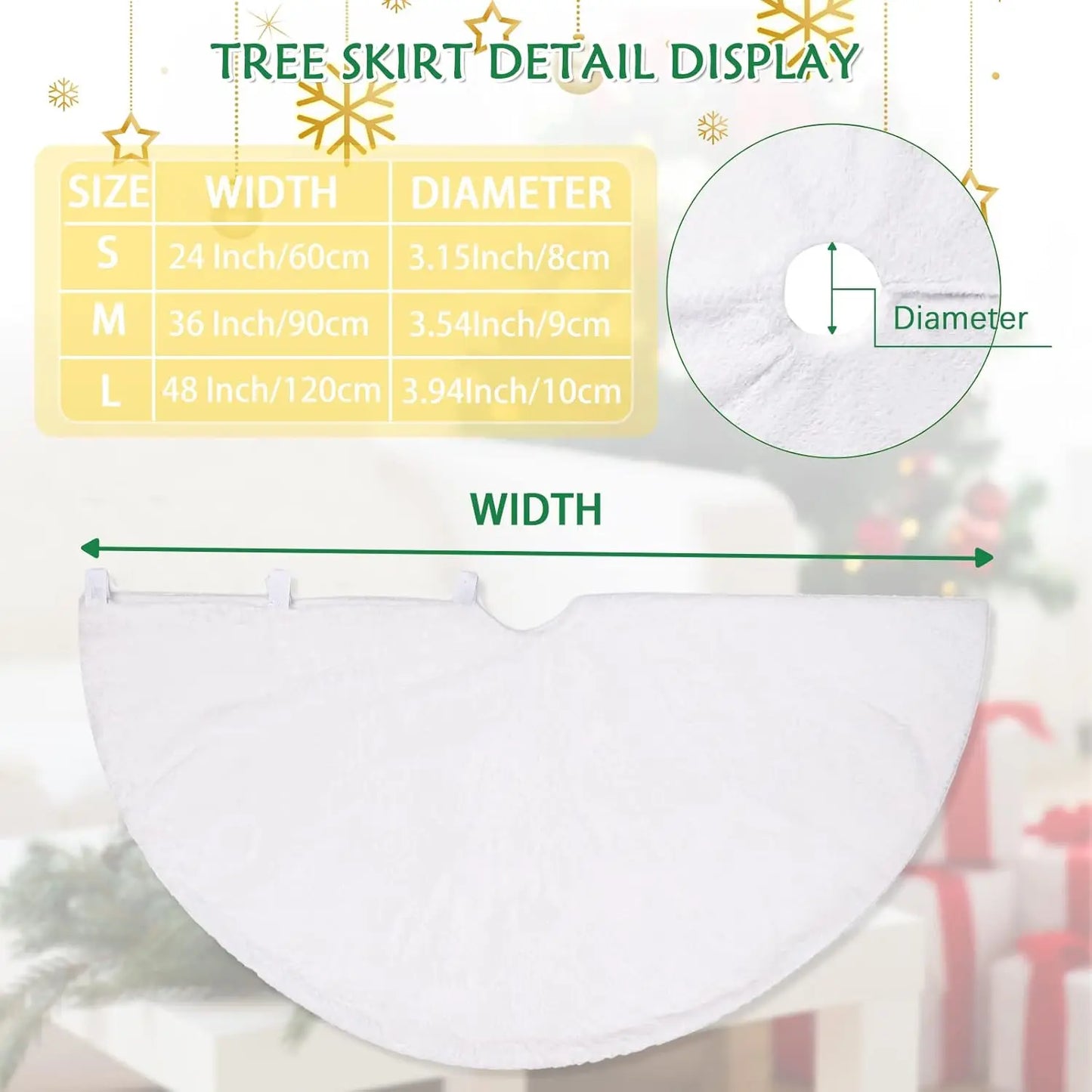 6 Pieces 36inch White Plush Skirt Decoration for Merry Christmas Party, High-End Soft Classic Fluffy Faux Fur