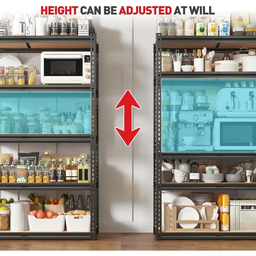 5-Tier Heavy Duty Adjustable Metal Shelving Unit, 2020LBS Capacity, Garage, Pantry, Closet, Industrial Style