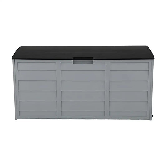260L Outdoor Garden Large Capacity Storage Box With Lid Lockable Thickened Waterproof Storage Deck Box For Garden Tools, Black