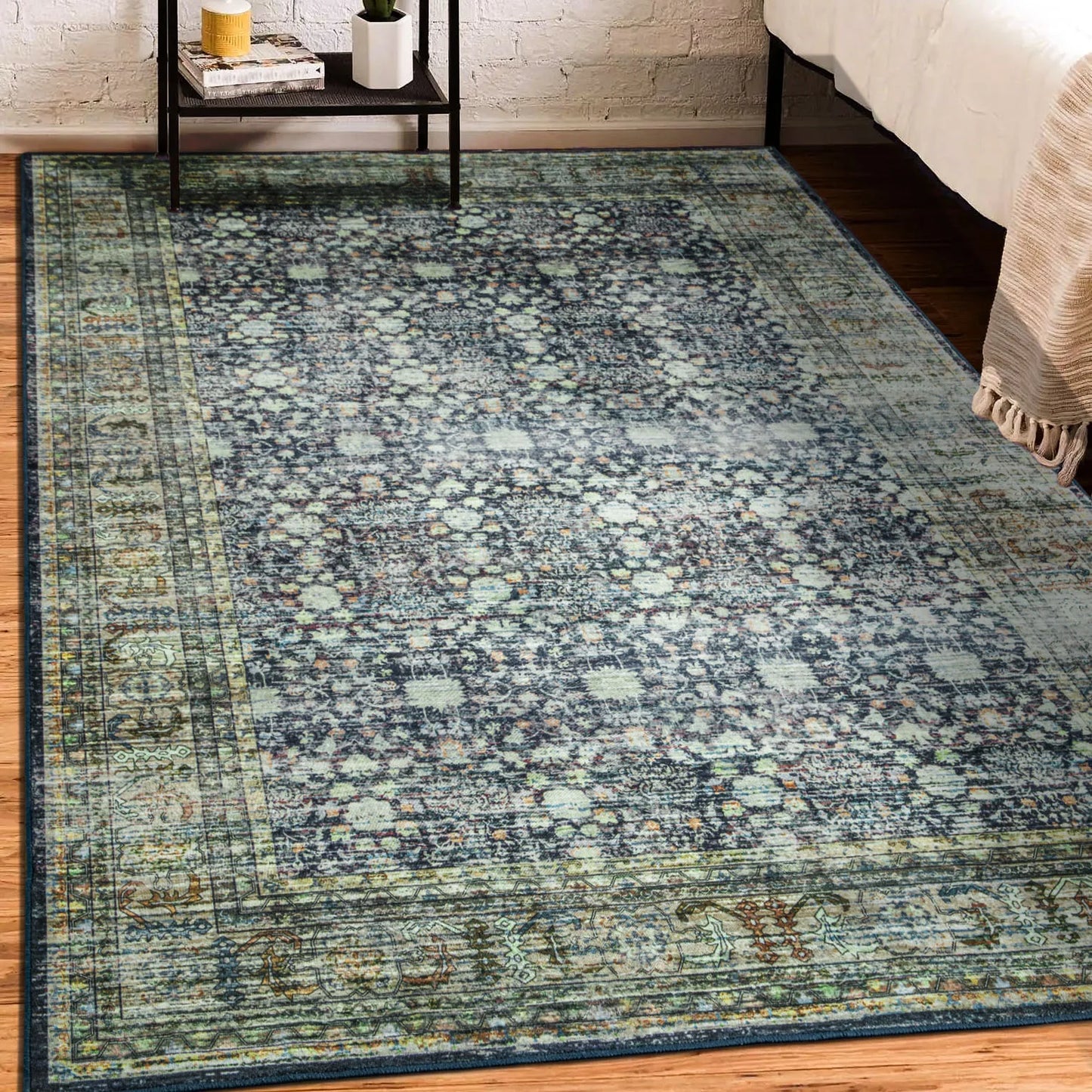 Faux Cashmere Vintage Floral Rugs Soft Accent Area Rug