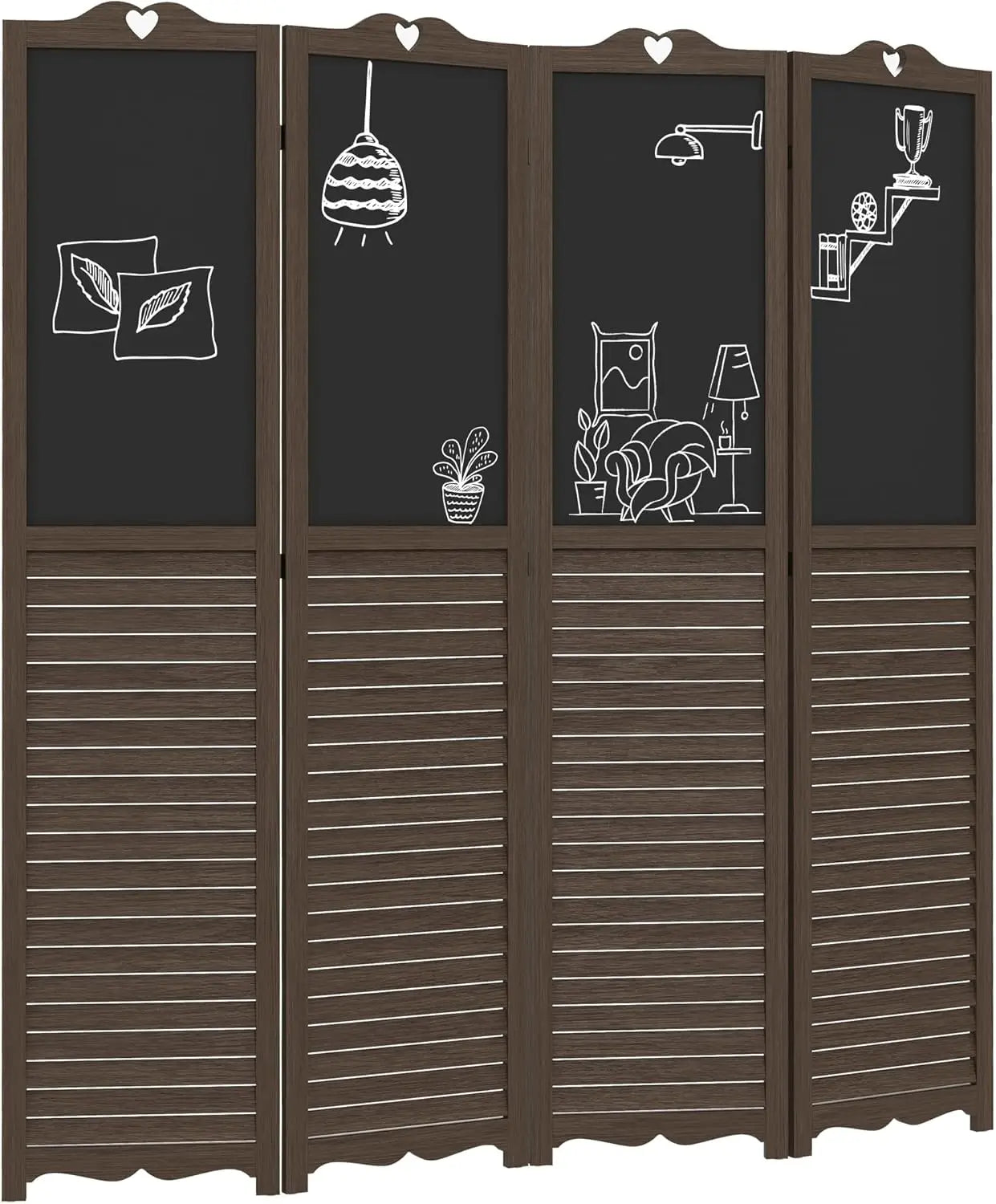 4-Panel Folding Room Divider with Blackboard, 5.5 Ft Tall