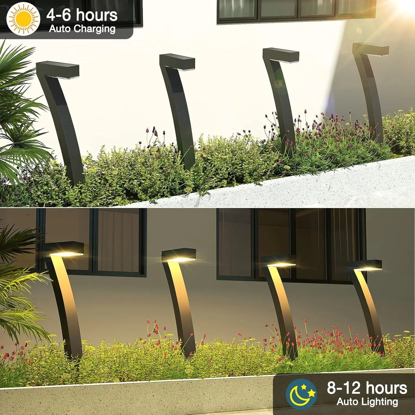 6Pack Bright Solar Outdoor Lights Pathway, 12 Hrs Solar Garden Lights, Auto On/Off