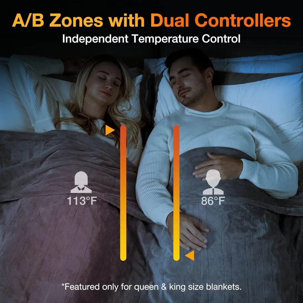 Electric Blanket Full Size,Durable Flannel and Soft Sherpa,Dual Control,77”×84” Heated Throw Blanket, 10 Heat Levels&0.5-12h