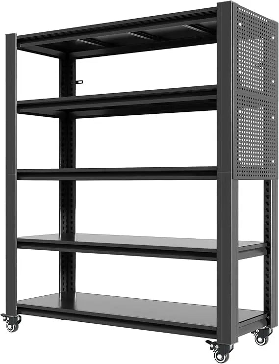 H 5-Shelf Metal Storage Shelves, 2000 lbs Garage Shelving Unit with Pegboard, Adjustable Industrial Heavy Duty Storage Rack