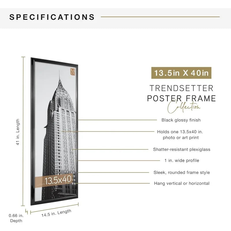 Trendsetter 13.5x40 Poster Frame Black