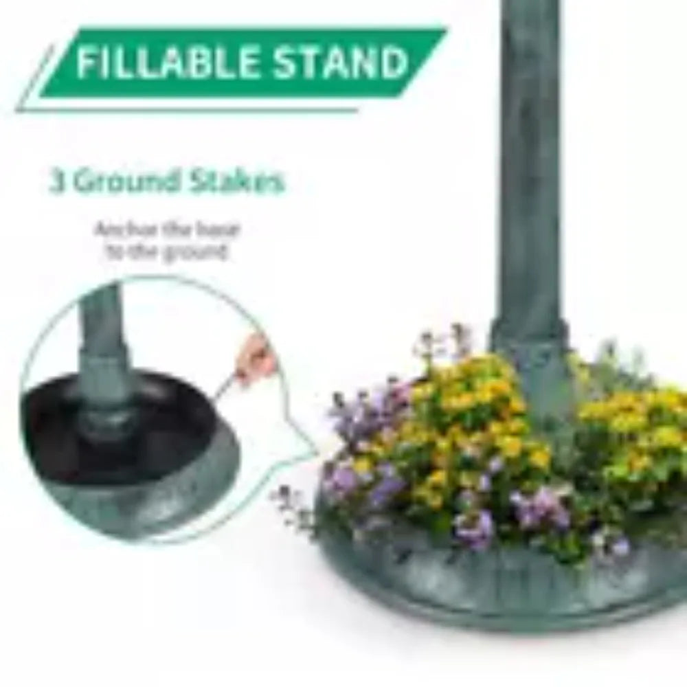 42" H Round Bird Bath with Solar Light