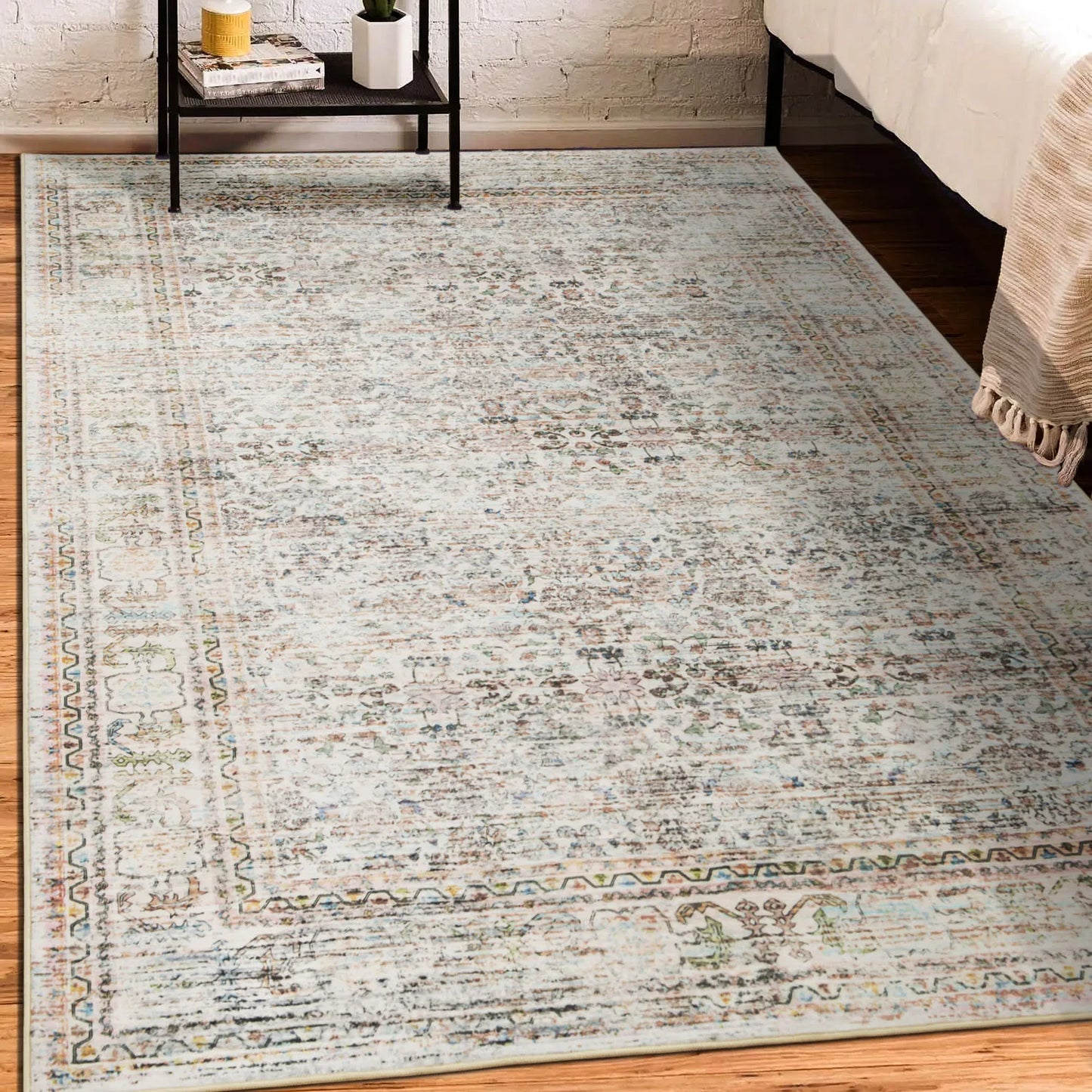 Faux Cashmere Vintage Floral Rugs Soft Accent Area Rug