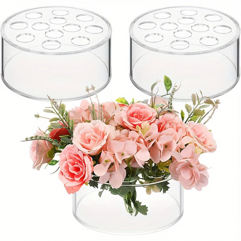 12 Hole Circular Acrylic Vase, 2.55 Inches High