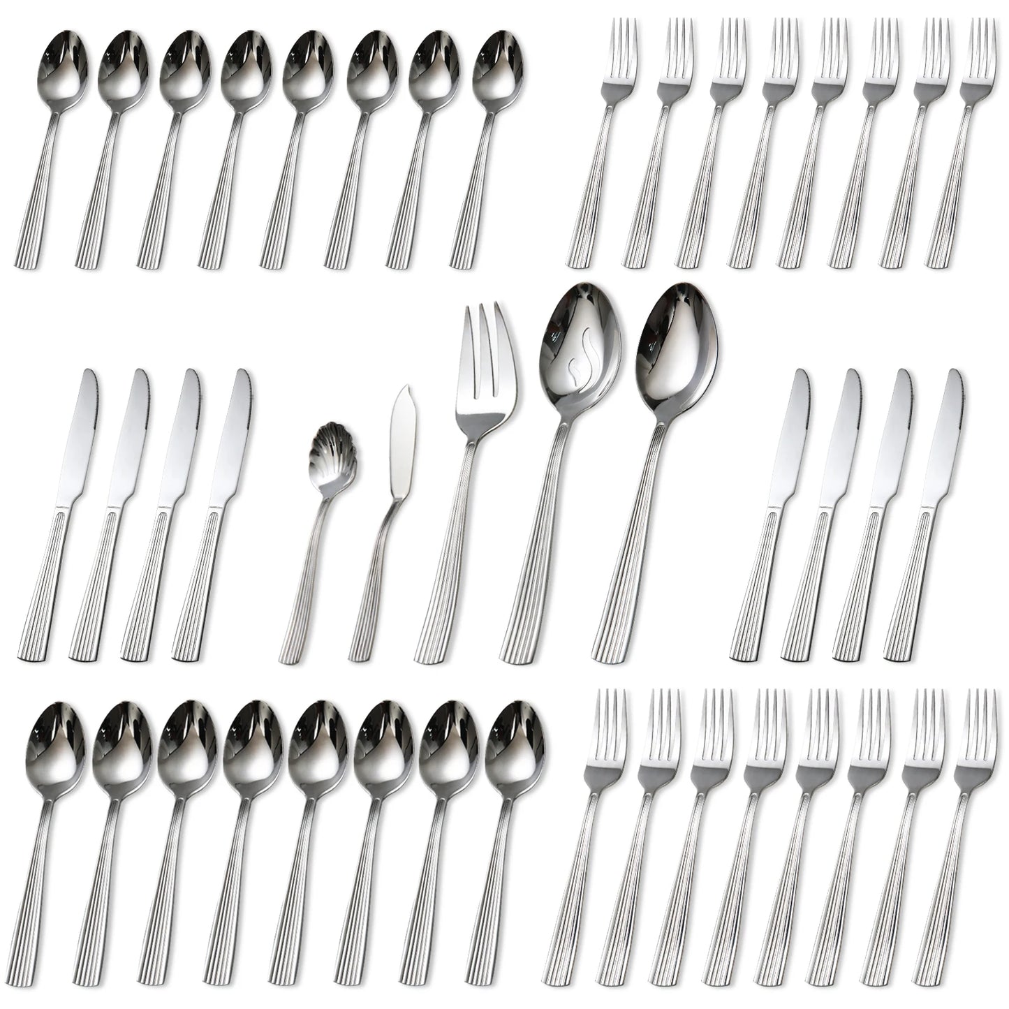 45pcs   Stainless Steel Silverware Set Flatware Utensil for Kitchen Dining Set