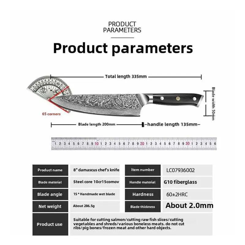 8 Inch Japanese Chef Knife 67 Layer Damascus Steel Professional Sharp Slicing Knife Meat Fish