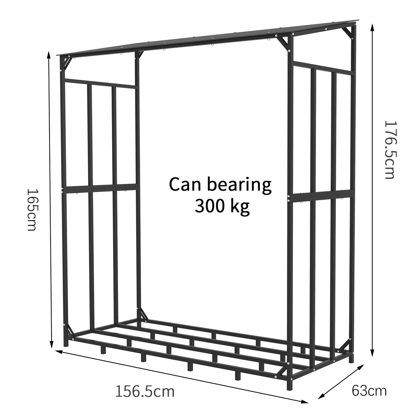 Heavy Duty Outdoor Firewood Storage Log Rack Metal Firewood Stand with Top Cover Rust Resistant