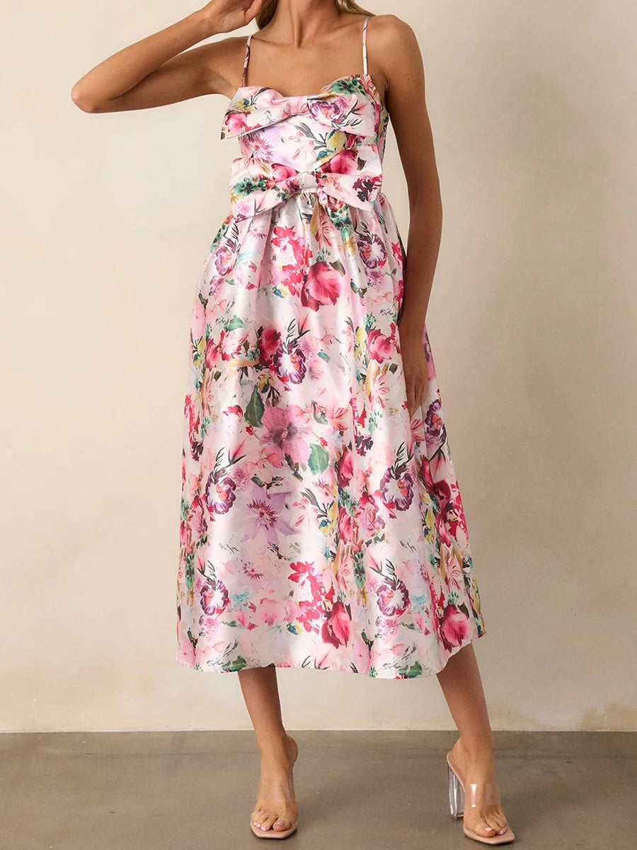 Women s Floral Print Sleeveless Spaghetti Strap Maxi Dress