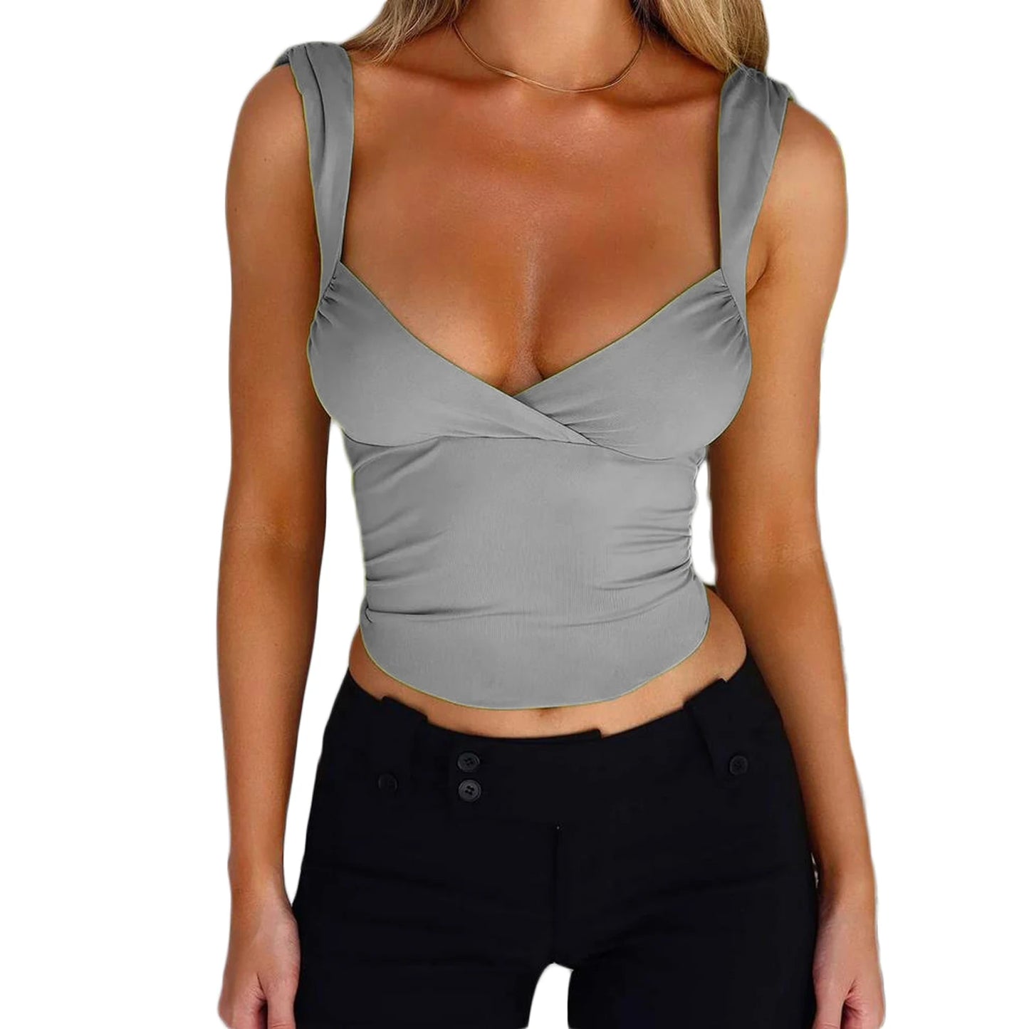 Women Solid Color Camisoles V-Neck Sleeveless