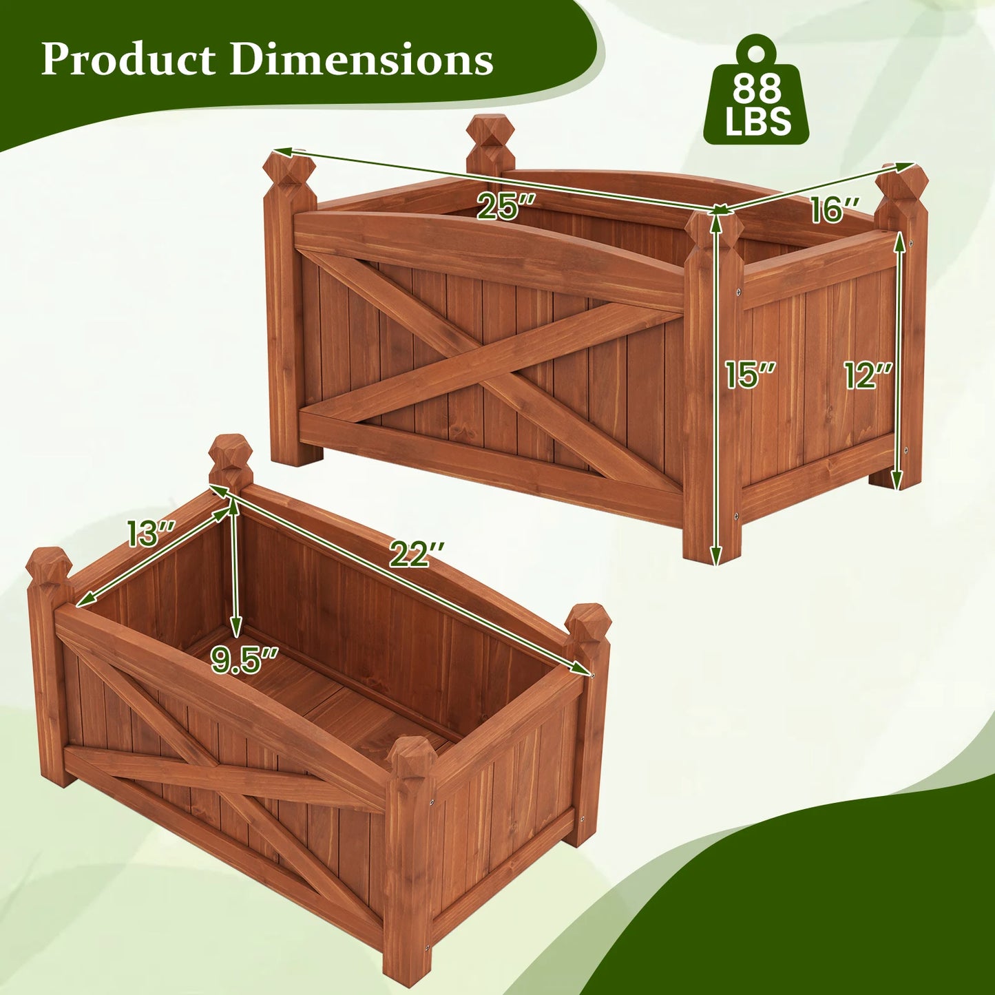 Wooden Raised Garden Bed Elevated Outdoor Planter Box