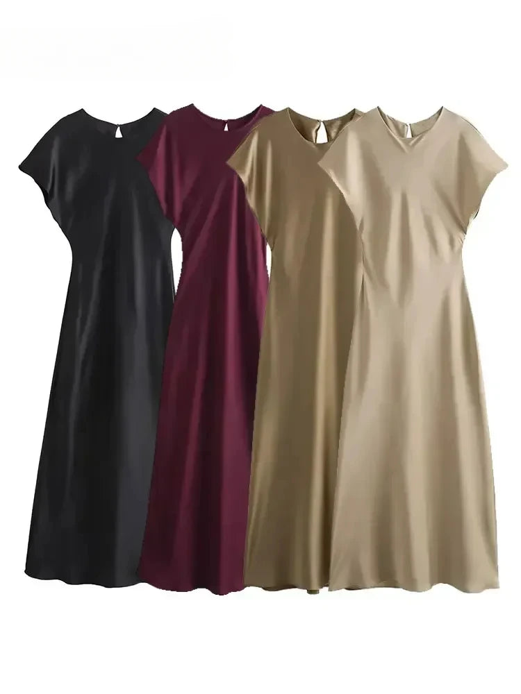 Midi Satin Dress Woman Long Dresses For Women Chic And Elegant Dresses Female Party Dress