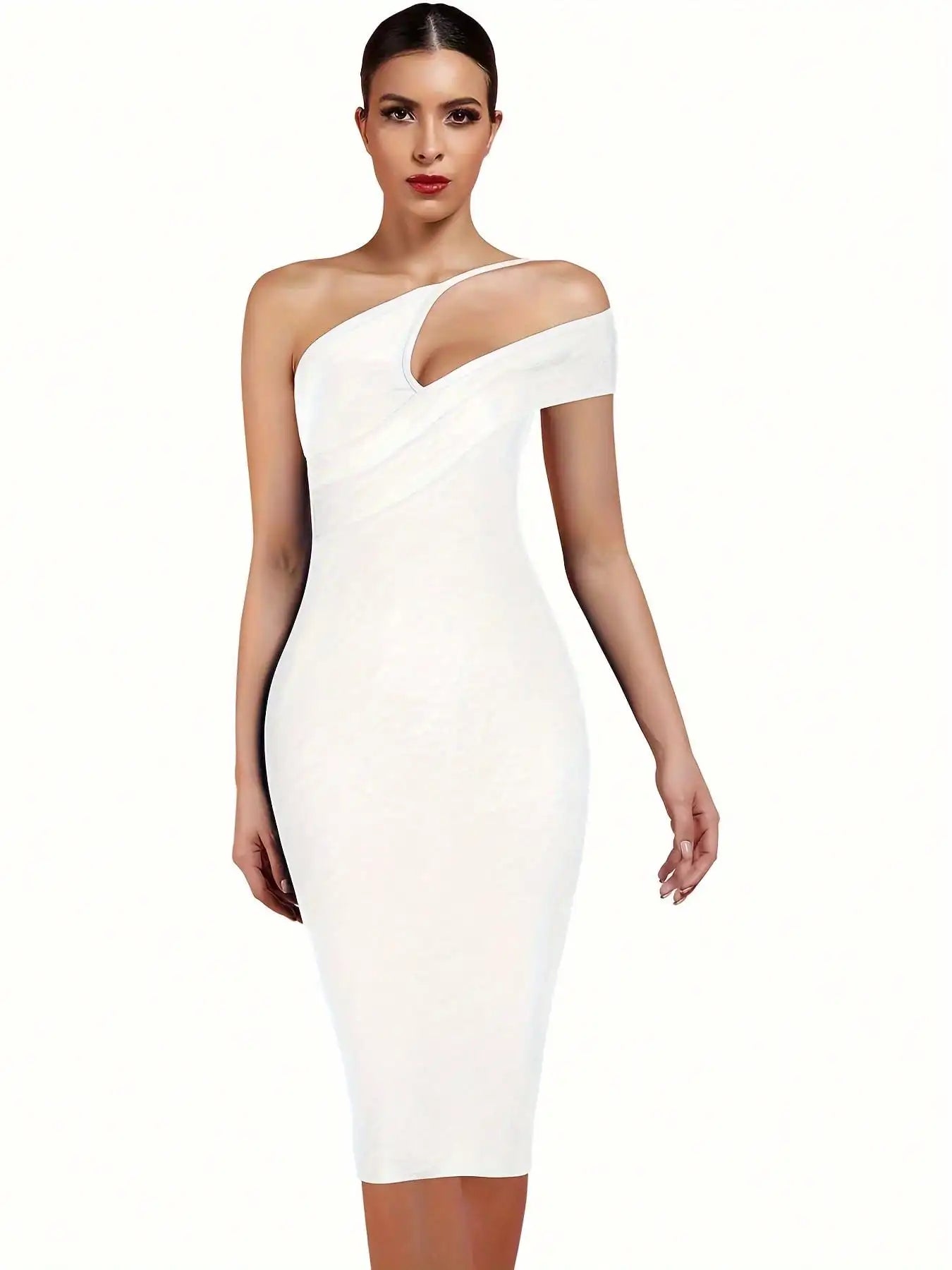 Black Bodycon Dress Evening Party Elegant Sexy One Shoulder