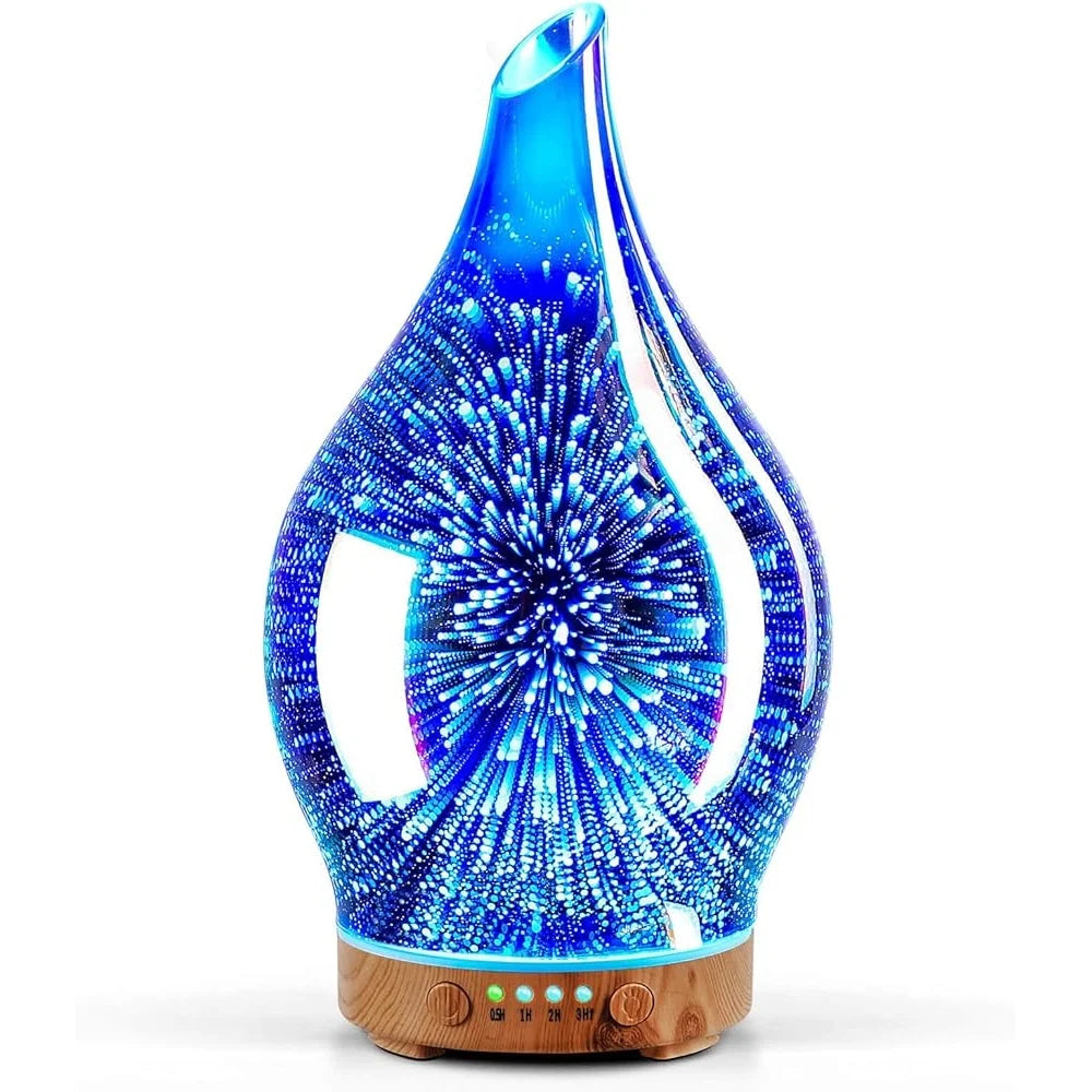 Handmade Glass Oil Diffuser 3D Aromatherapy Ultrasonic Humidifier Color Changing