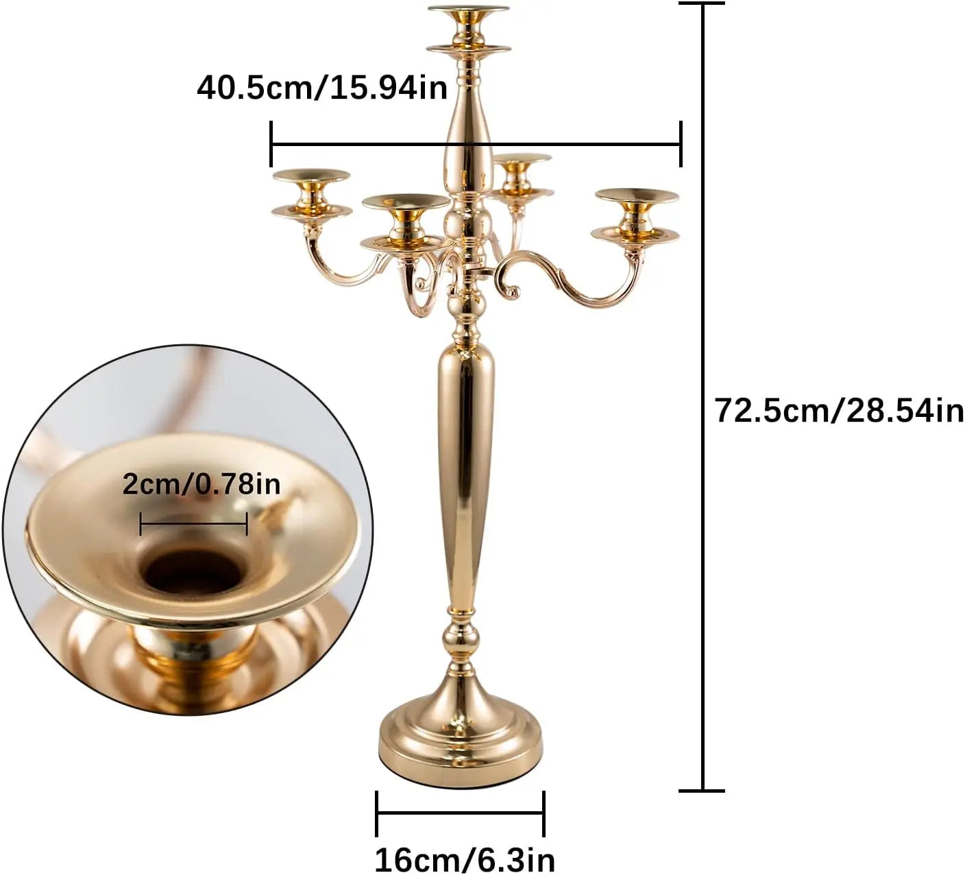 4Pcs 5 Arm Candelabra Candle Holder for Table Centerpieces Gold Metal Candlestick Holder  Decorative(28 Inch Tall)