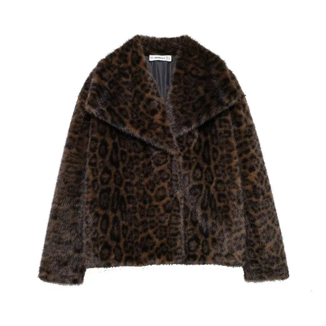 Autumn Winter Women Casual Faux Fur Jackets Fashion Streetwear Solid Oversized Turn Down Collar Elegant Thick Coats
