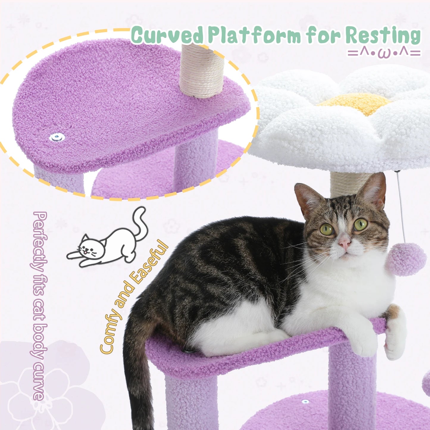 Flower Cat Tree for Indoor Cats,