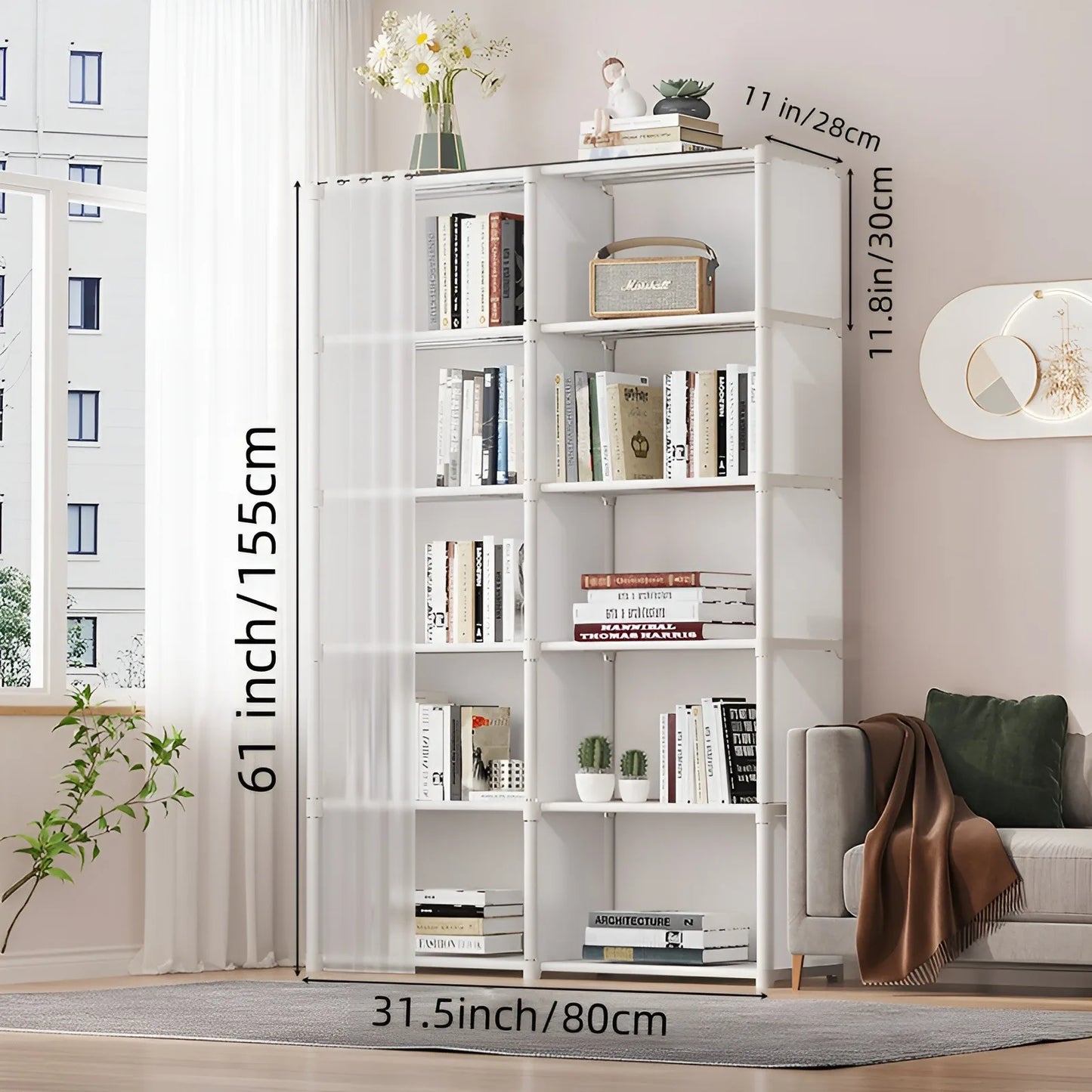 6-Layer Double Row Storage Rack with Curtain