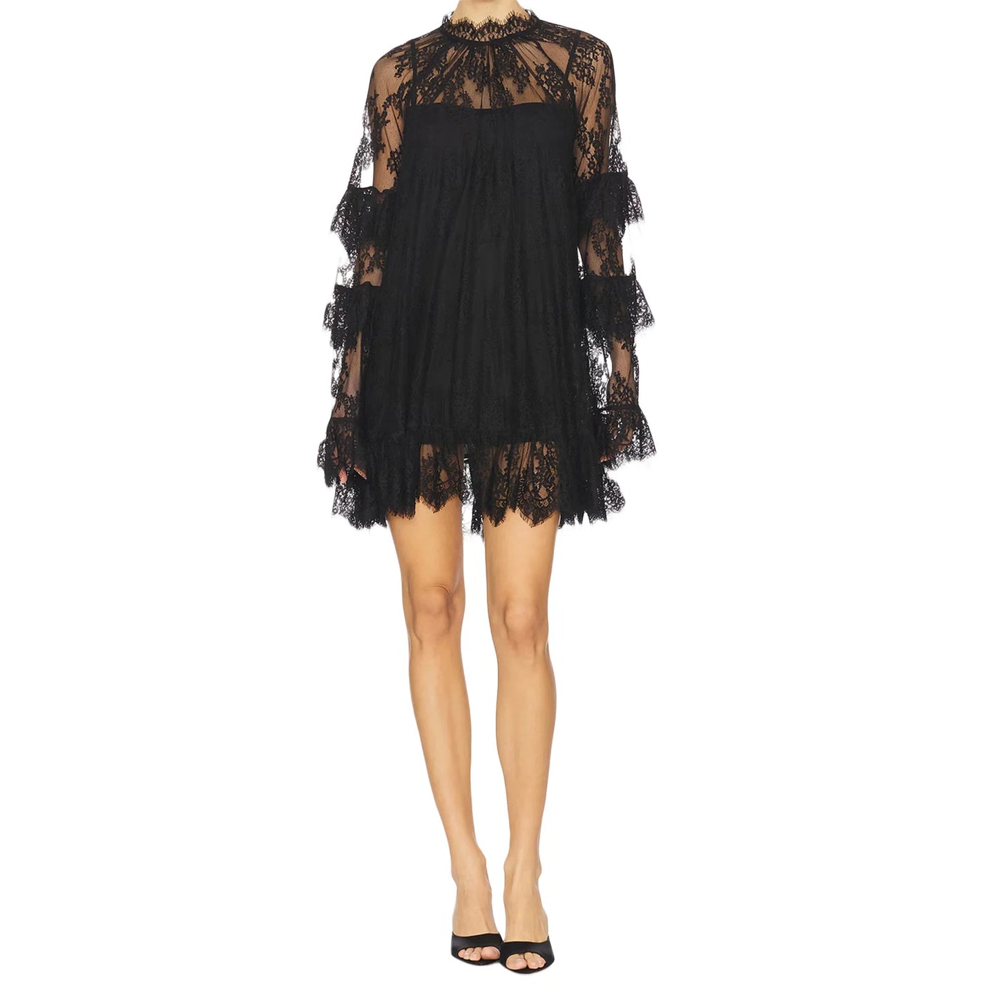 Elegant Floral Lace Dress V-Neck Long Sleeve A-Line Cocktail Dress