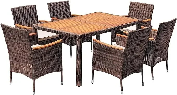 Patio Conversation Set with Acacia Wood Top,