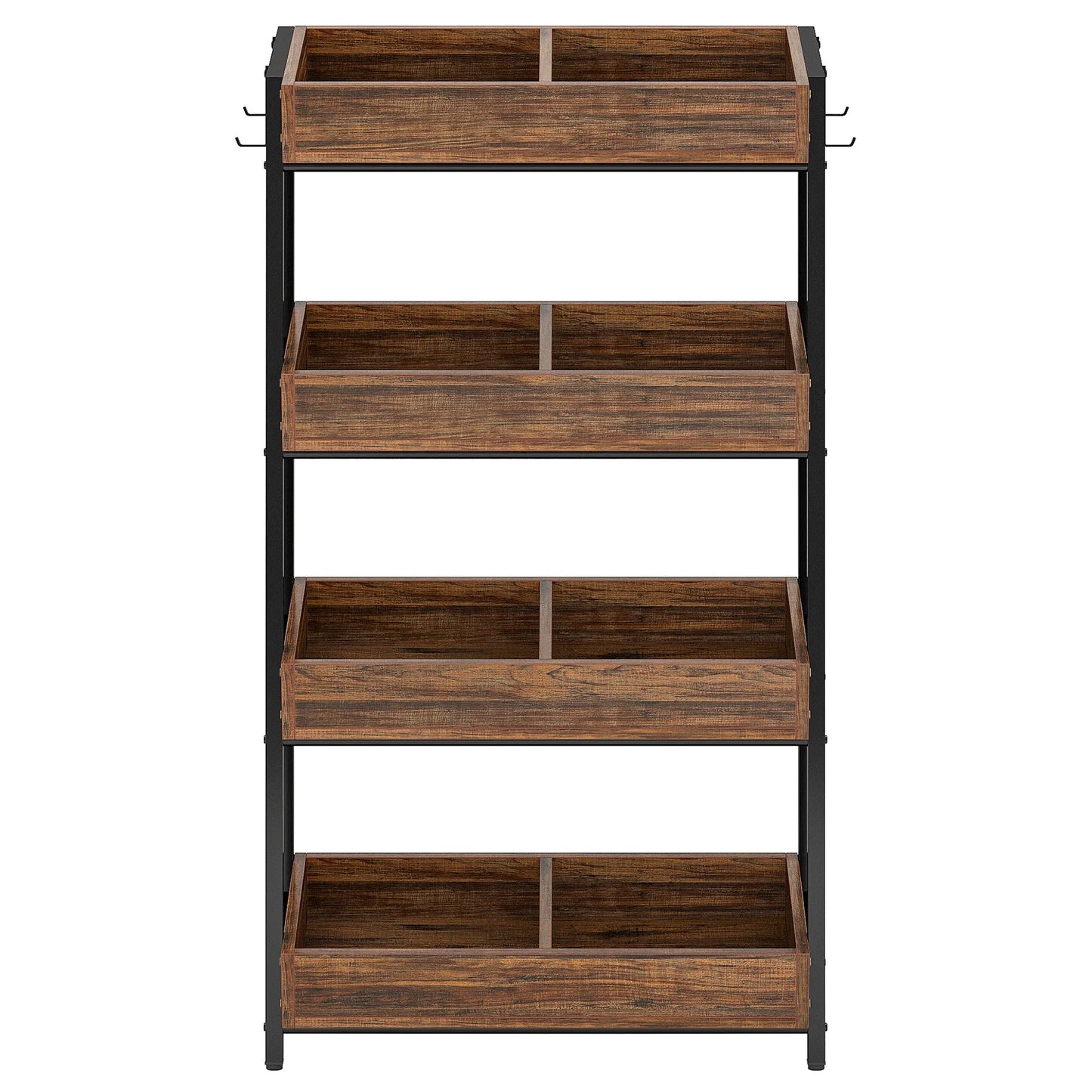 4-Tier Wood Utility Storage Shelves for Kitchen, Office, Store