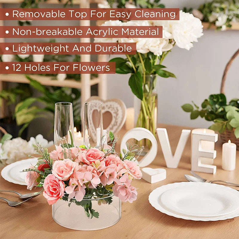 12 Hole Circular Acrylic Vase, 2.55 Inches High
