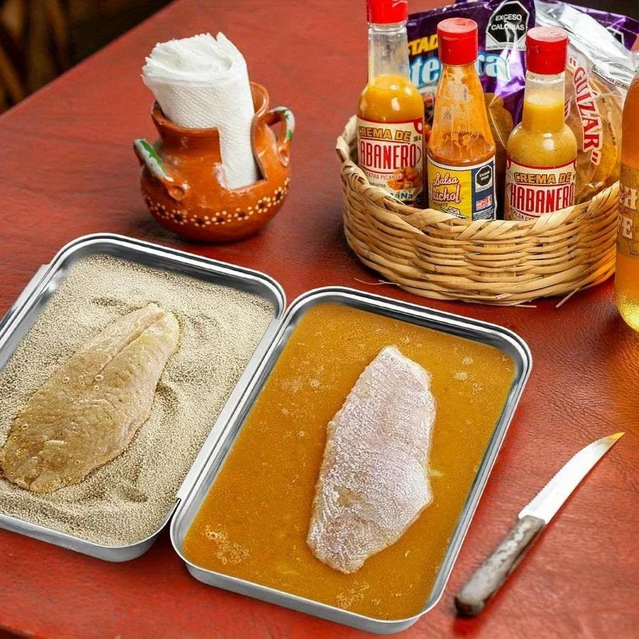 Breading Trays Set Of 3 Dredging Trays For Cooking, Stainless Steel Breading Pans Set For Marinating Meat, Food Prep Trays