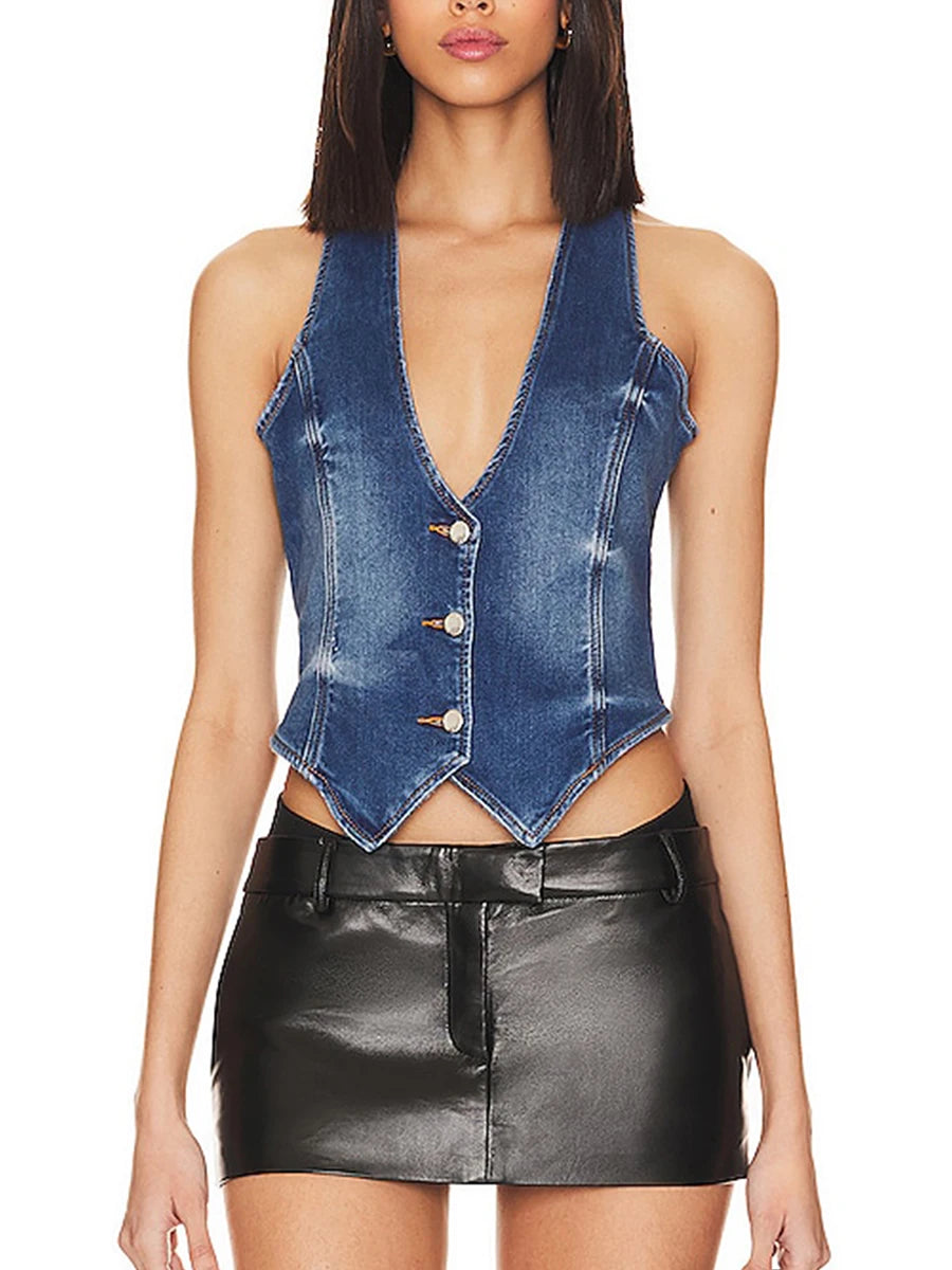Women Fashion Denim Tank Top