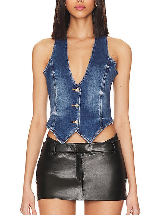 Women Fashion Denim Tank Top