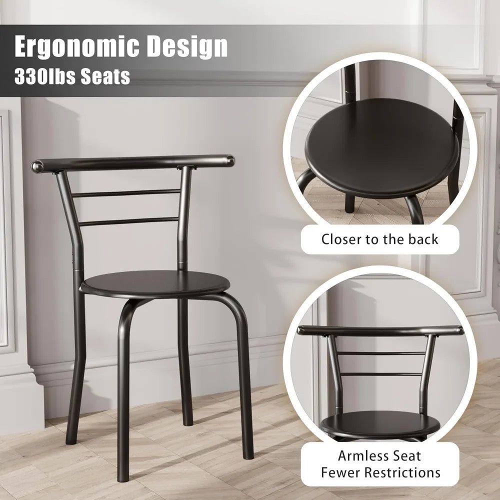 3-Piece Wooden Round Table & Chair Set,