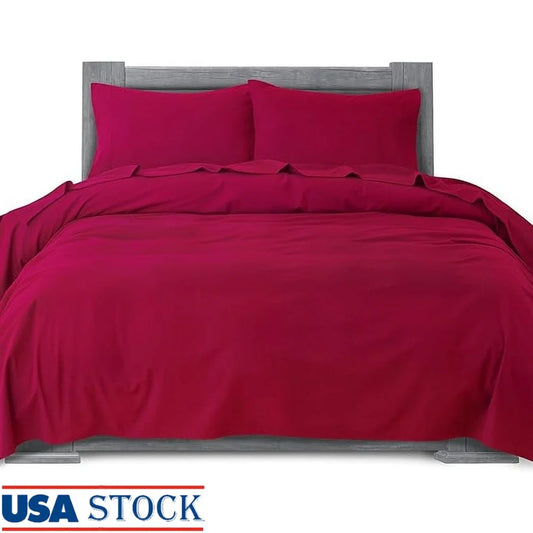 4-Piece California King Cotton Flannel Sheet Set Deep Pocket Fitted Pillowcases Soft Breathable Durable Warm Bedding