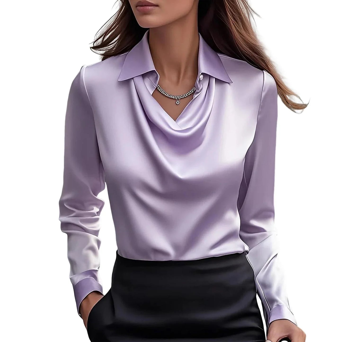 Satin Women Shirt Vintage Long Sleeve Blouse Women Silk Elegant Womens Tops  Luxury Shirt