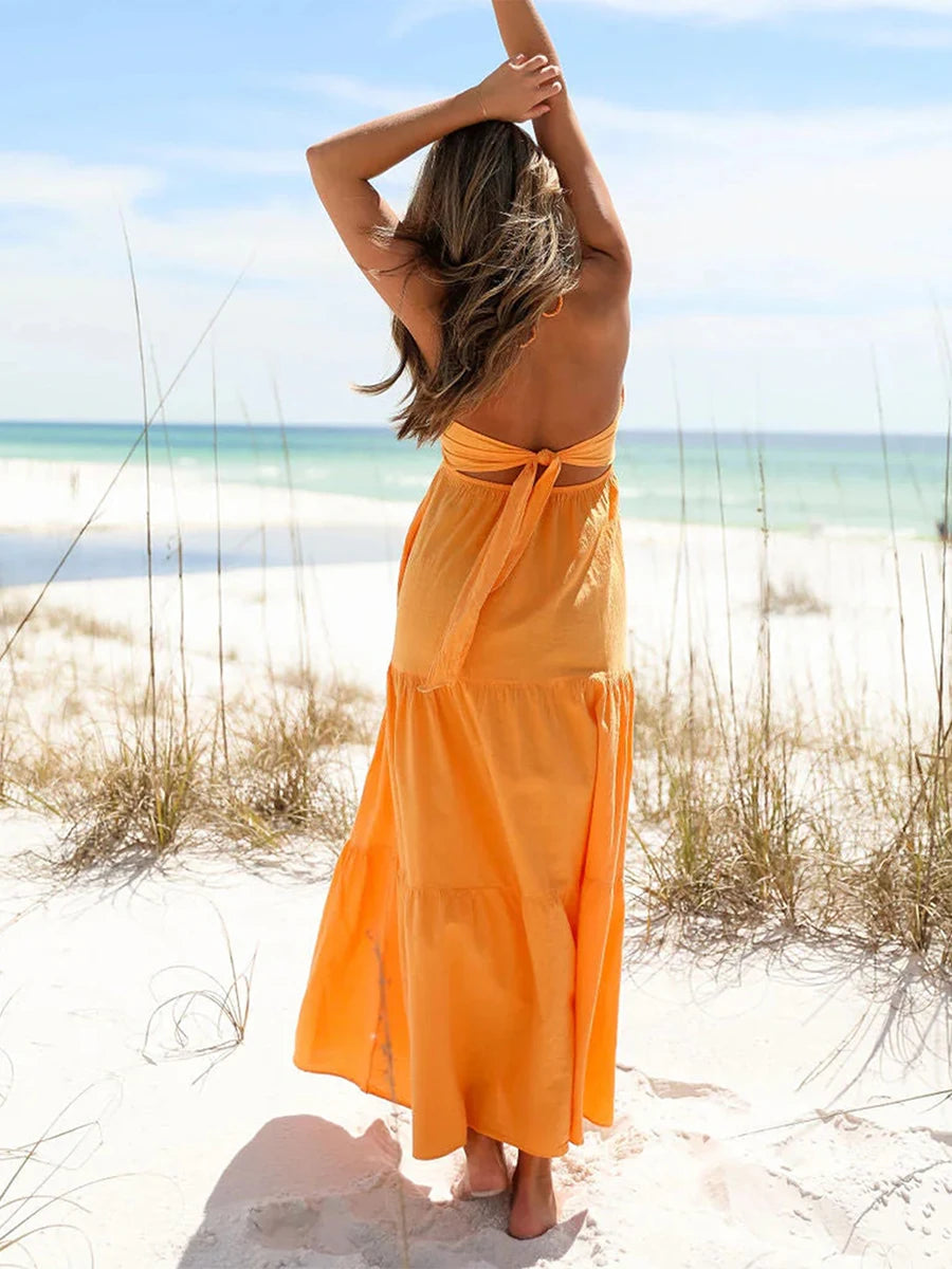 Elegant Sleeveless Maxi Dress  for Summer Beach Wedding Party Vacation Wear