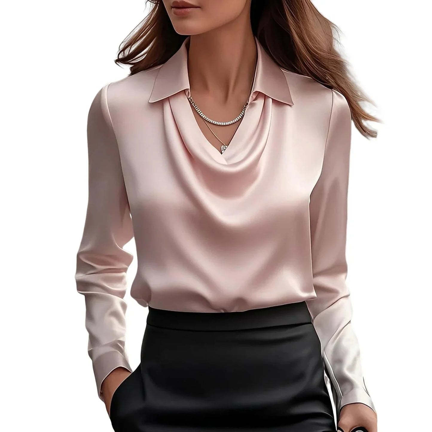 Satin Women Shirt Vintage Long Sleeve Blouse Women Silk Elegant Womens Tops  Luxury Shirt