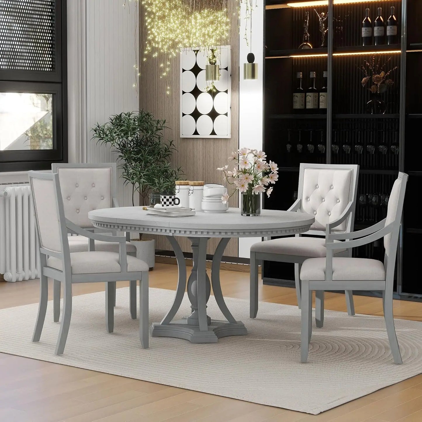 5 Piece Extendable Round Dining Table