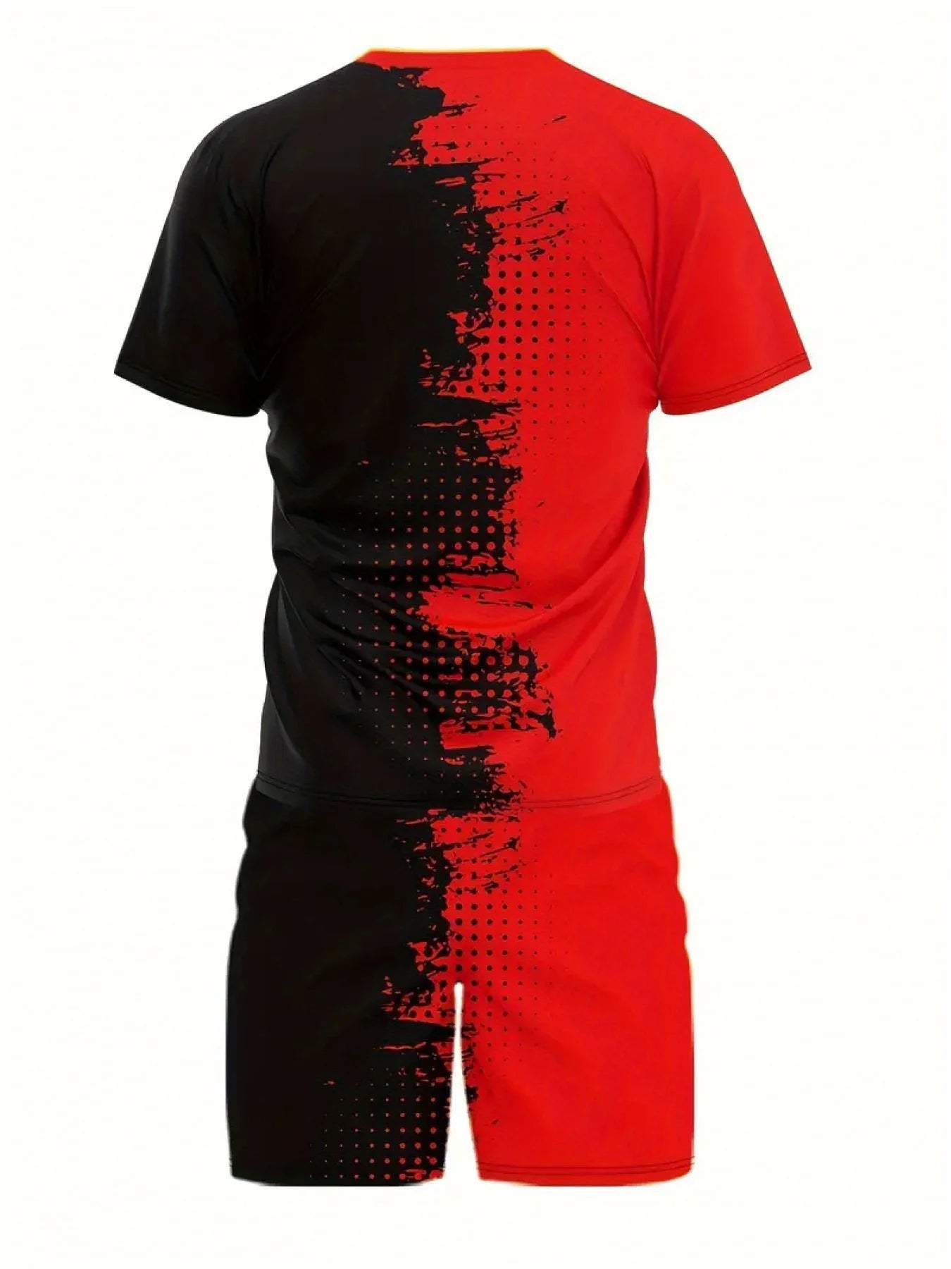 Men's trendy round neck short-sleeved shorts two-piece suit,
