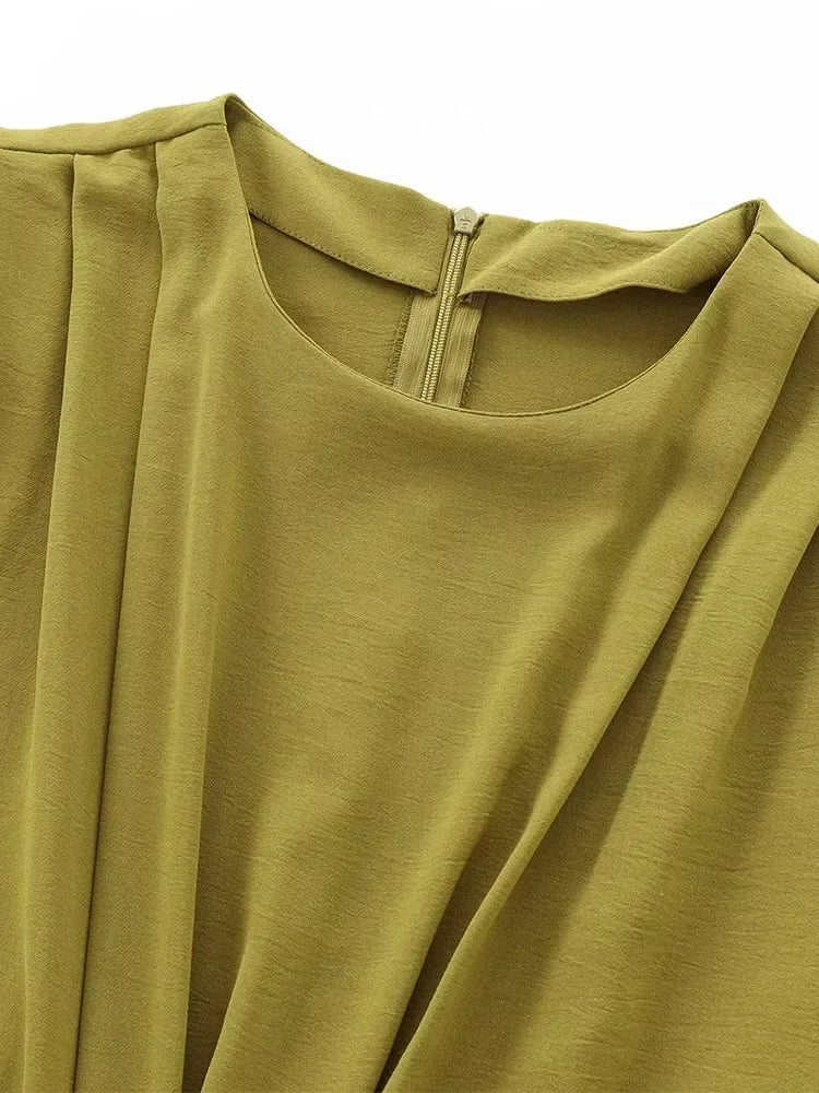 Women's Autumn and Winter New Arrivals Fashion  Open Design Buckle Decoration Sleeveless Long Dress