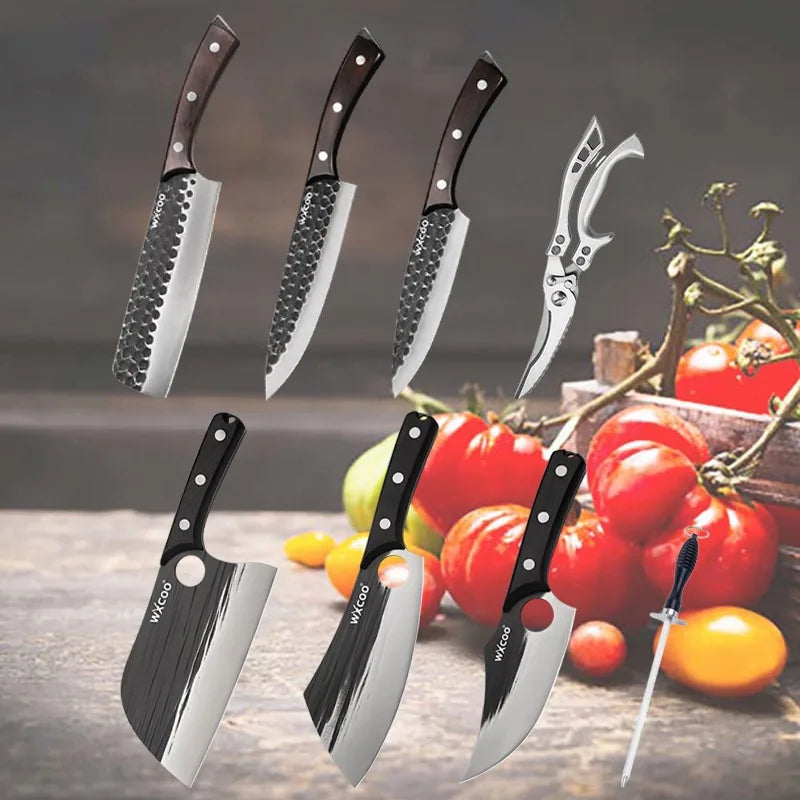 1-11PCS Kitchen Chef Knife Set Stainless Steel Sharp Multipurpose Utility Knife Professional Boning Vegetable Chopper Cutting
