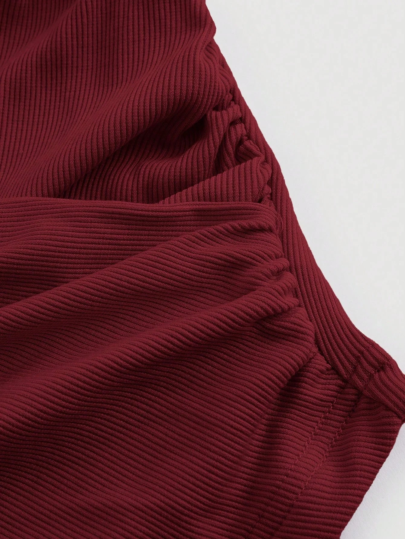 Women's casual slim solid color large V-neck short flared cuff long sleeve T-shirt