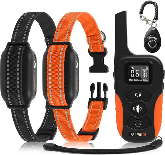 No-Shock Dog Training Collar with Remote for 2 Dogs, 9 Vibration Levels & Beeps, Waterproof Up to 120lbs