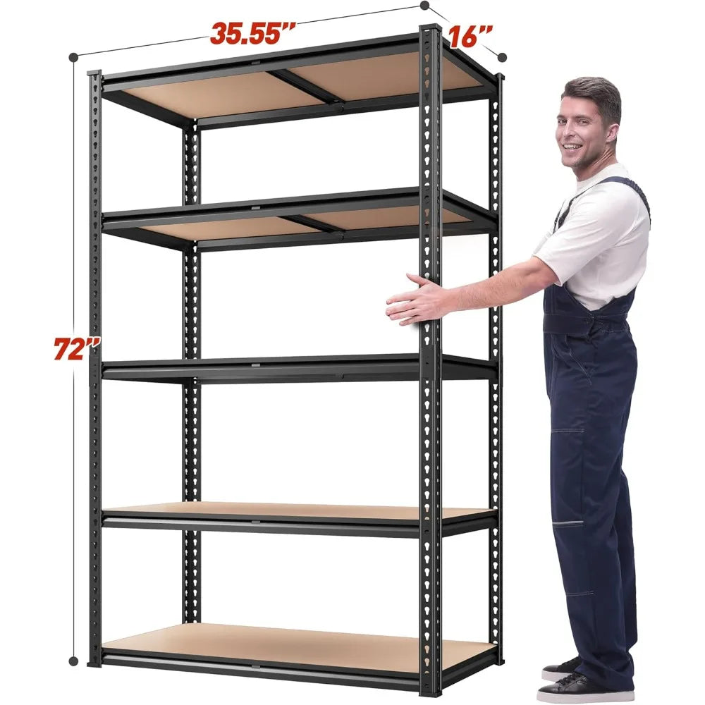 5-Tier Heavy Duty Adjustable Metal Shelving Unit, 2020LBS Capacity, Garage, Pantry, Closet, Industrial Style