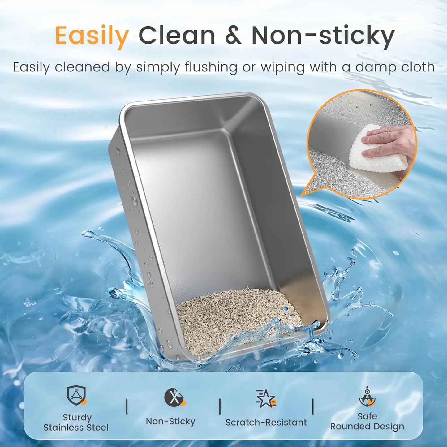 Stainless Steel Cat Litter Box,