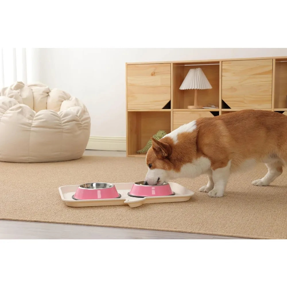 Stainless Steel Dog Bowls, Food and Water Non Slip Anti Skid Stackable Pet Puppy Dishes for Small, Medium and Large Dogs (2 Pack