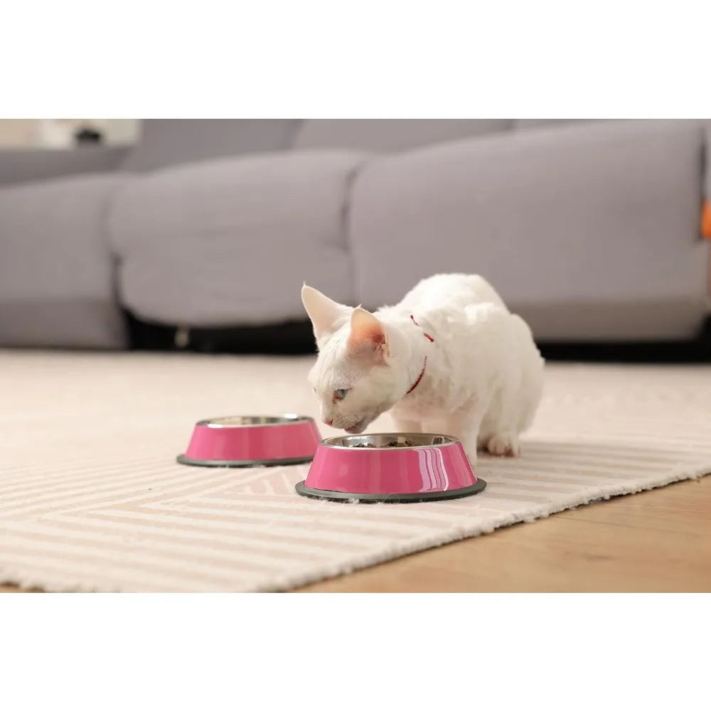 Stainless Steel Dog Bowls, Food and Water Non Slip Anti Skid Stackable Pet Puppy Dishes for Small, Medium and Large Dogs (2 Pack