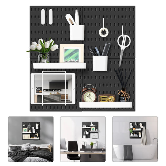 4pcs 22" x 22" Black Pegboard -Wall Organizer Kit,