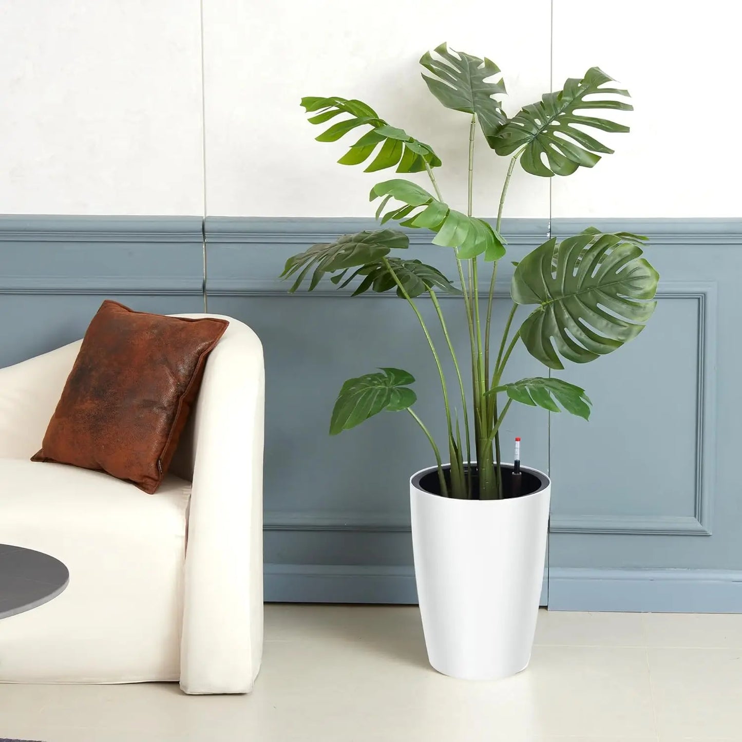 Tall Planters Set of 2, Plant Pots, Self Watering Pots for Indoor Plant, Flower Pots with Drainage and Visual Water Level Design